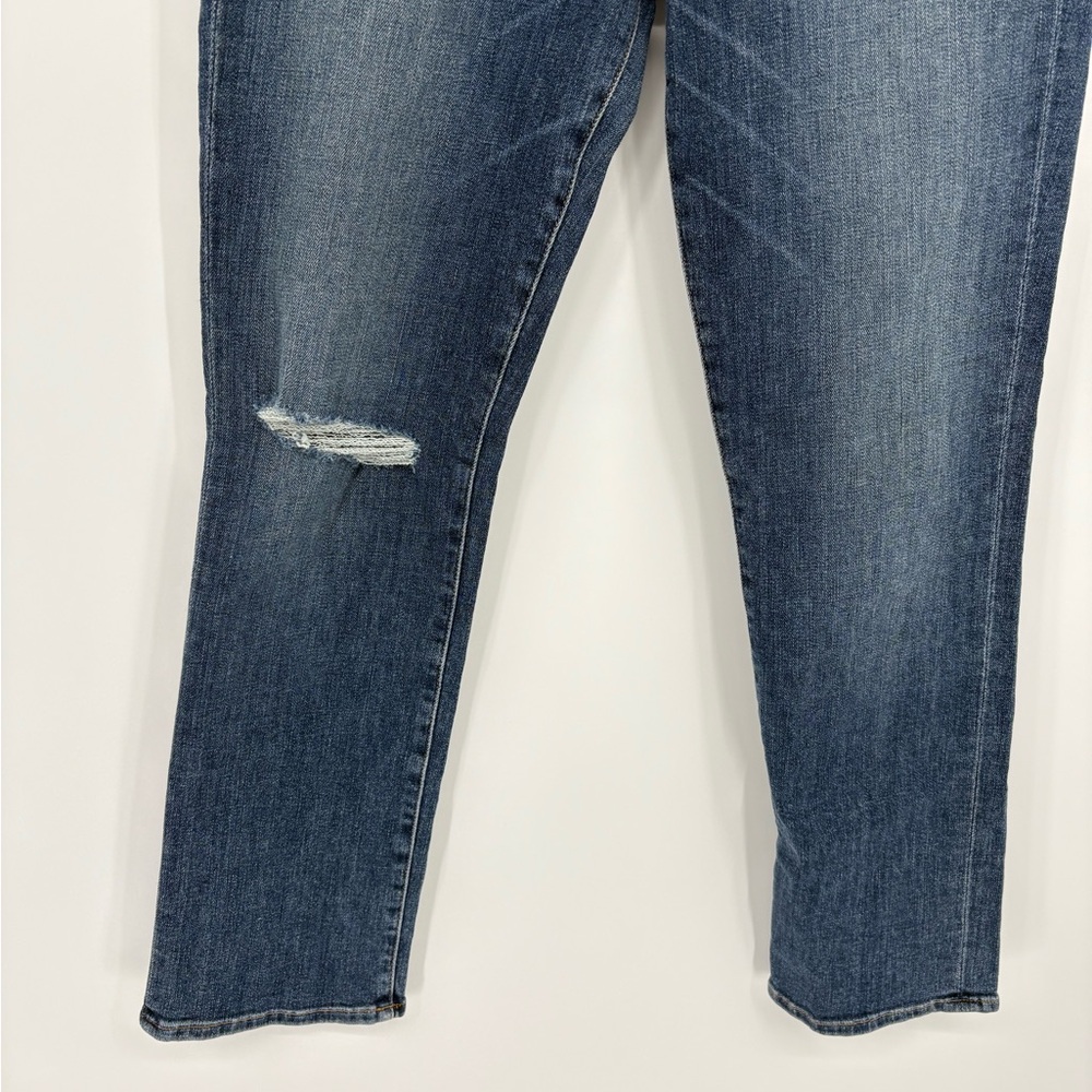 Frame Denim Dark Indigo Straight Leg Jeans with Knee Rip - Picture 3 of 8